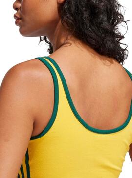 Top Adidas 3 bandas amarillo y verde para mujer