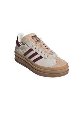 Zapatillas Adidas Gazelle Bold beige y granate para mujer