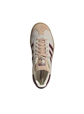 Zapatillas Adidas Gazelle Bold beige y granate para mujer