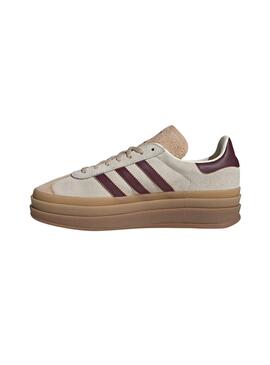 Zapatillas Adidas Gazelle Bold beige y granate para mujer