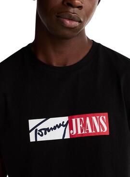 Camiseta Tommy Jeans Slim Entry Graphic negro para hombre 