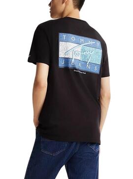 Camiseta Tommy Jeans Reg  Flag negra para hombre