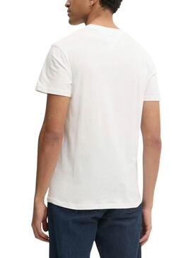 Camiseta Tommy Jeans  Linear Chest  beige para hombre 