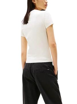 Camiseta  Tommy Jeans Slim Linear  blanco para mujer 