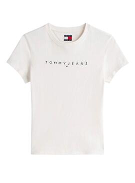 Camiseta  Tommy Jeans Slim Linear  blanco para mujer 