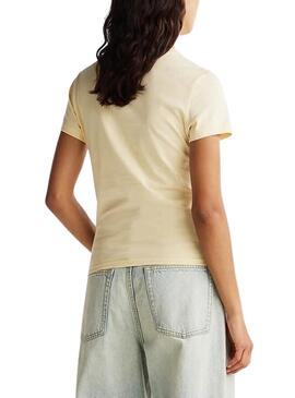 Camiseta Tommy JeansSlim Linear beige para mujer 