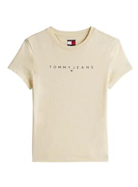 Camiseta Tommy JeansSlim Linear beige para mujer 