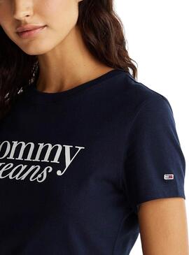 Camiseta Tommy Jeans Slim Essential azul para mujer  