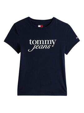 Camiseta Tommy Jeans Slim Essential azul para mujer  