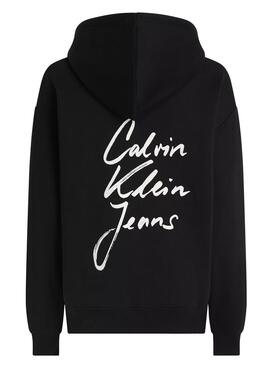  Sudadera Calvin Klein Jeans Script negro para mujer 