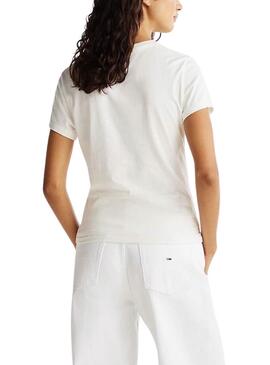 Camiseta Tommy Jeans Slim Essential  blanco para mujer 