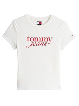 Camiseta Tommy Jeans Slim Essential  blanco para mujer 