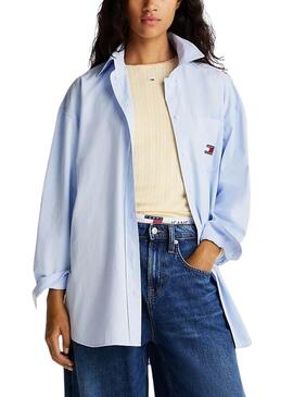 Camisa Tommy Jeans Badge azul para mujer    