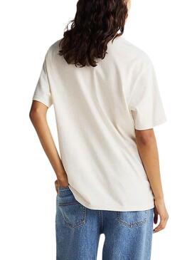 Camiseta Tommy Jeans Varsity Tiger  beige para mujer 