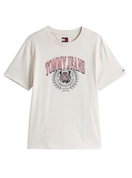 Camiseta Tommy Jeans Varsity Tiger  beige para mujer 