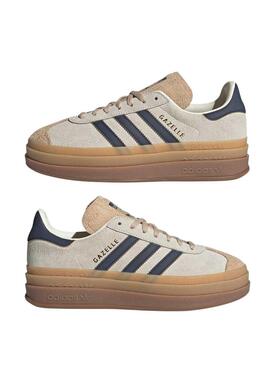 Zapatillas Adidas Gazelle Bold beige y azul para mujer