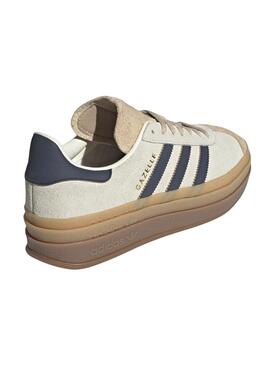 Zapatillas Adidas Gazelle Bold beige y azul para mujer