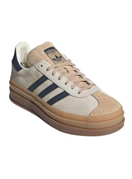 Zapatillas Adidas Gazelle Bold beige y azul para mujer