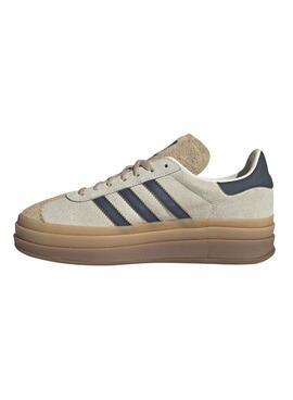 Zapatillas Adidas Gazelle Bold beige y azul para mujer