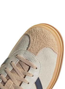 Zapatillas Adidas Gazelle Bold beige y azul para mujer