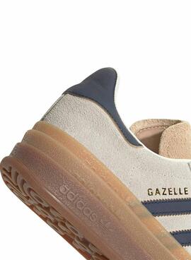 Zapatillas Adidas Gazelle Bold beige y azul para mujer