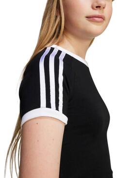 Camiseta Adidas 3 bandas negro para niña