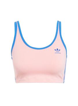 Top Adidas 3 bandas rosa y azul para mujer
