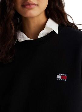 Sudadera Tommy Jeans Badge  negro para mujer 