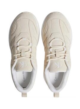 Zapatillas Calvin Klein Jeans Retro Tennis Low  beige para mujer 