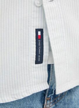 Camisa Tommy Jeans Stripe Oxford blanco para hombre 