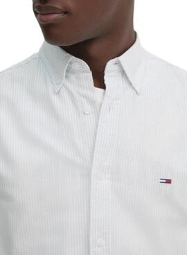 Camisa Tommy Jeans Stripe Oxford blanco para hombre 