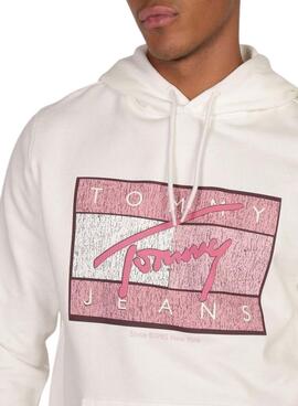 Sudadera Tommy Jeans DNA blanco para hombre 