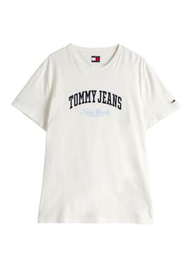 Camiseta Tommy Jeans Varsity Pop en blanco para hombre 