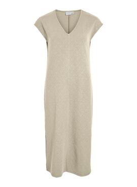 Vestido Vila Viadoria beige para mujer
