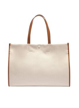 Bolso Lacoste Heritage tote de lona beige para mujer y hombre