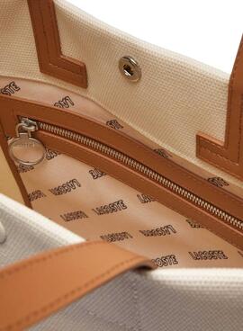Bolso Lacoste Heritage tote de lona beige para mujer y hombre