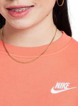 Sudadera Nike Club Fleece naranja para niña