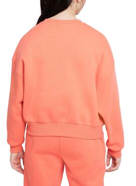Sudadera Nike Club Fleece naranja para niña
