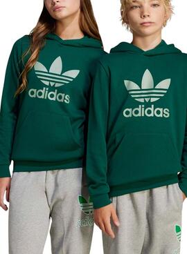 Sudadera Adidas Trefoil verde para niña y niño