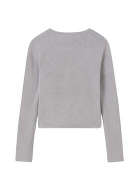Cahqueta Mayoral tricot canalé plata para niña