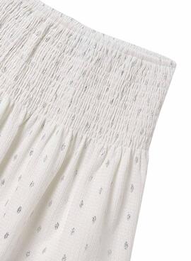Falda Mayoral estampada bambula blanco para niña