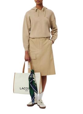 Bolso Lacoste Heritage tote de lona beige para mujer y hombre