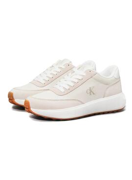 Zapatillas Calvin Klein Jeans  Runner Mix bkanco para mujer 