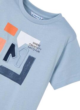 Camiseta Mayoral estampado perla azul para niño