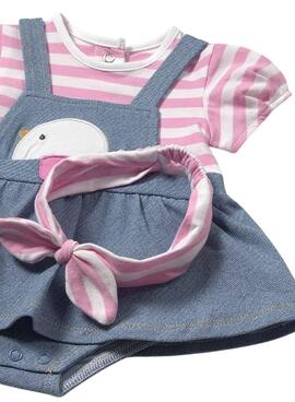 Pelele Mayoral falda denim rosa para bebé