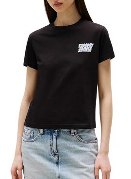 Camiseta Tommy Jeans Bubble  negro para  mujer 