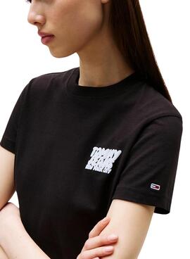 Camiseta Tommy Jeans Bubble  negro para  mujer 