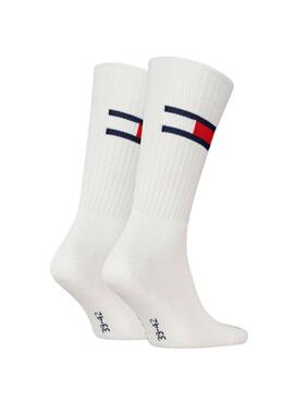 Pack de dos calcetines Tommy Jeans UNI blanco para hombre y mujer