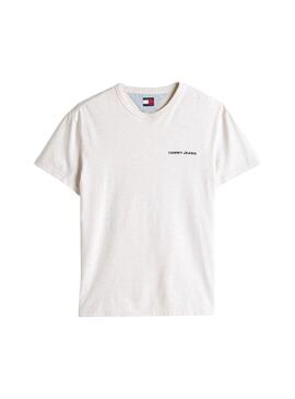 Camiseta Tommy Jeans Slanted en color beige para hombre 