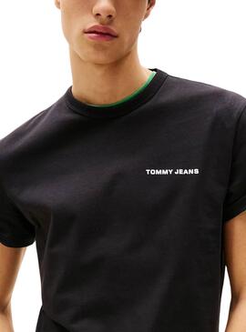 Camiseta Tommy Jeans Slanted en negro para hombre 